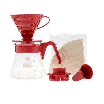  Hario V60-02 dripper, csepegtető, filter kávé készítő szett piros