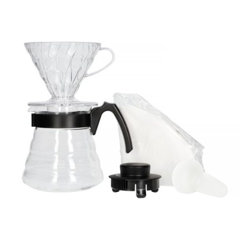 Hario V60-02 dripper, csepegtető, filter kávé készítő szett átlátszó tölcsérrel 