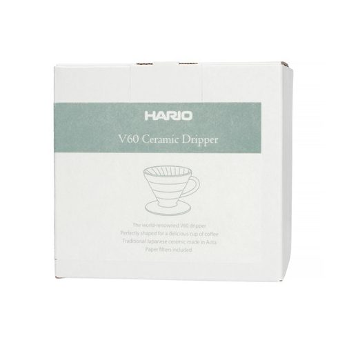 HARIO BLOOM V60-02 kerámia Coffee Dripper fehér, 40 db papír filterrel - környezetbarát csomagolásban