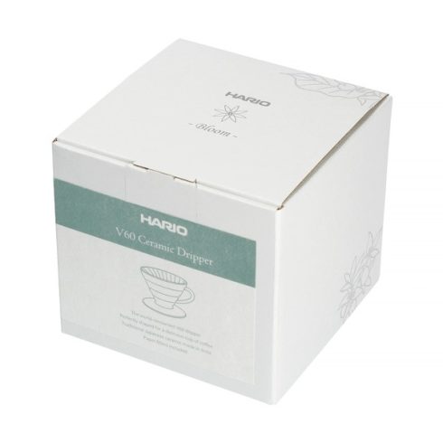 HARIO BLOOM V60-02 kerámia Coffee Dripper fehér, 40 db papír filterrel - környezetbarát csomagolásban