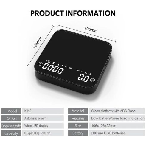 AVX K112EB barista bluetooth mérleg 0,1g pontoság 