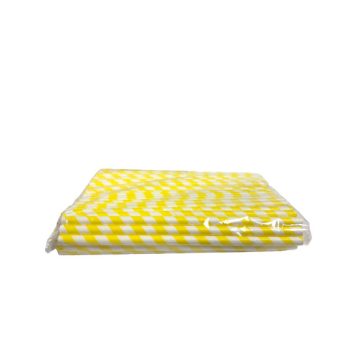   Szívószál papír, sárga 7 mm x 20 cm, 100 db-os csomagban