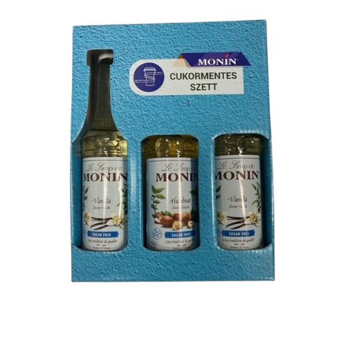 Monin szirup cukormentes kávé szett 3 x 250ml díszdobozban