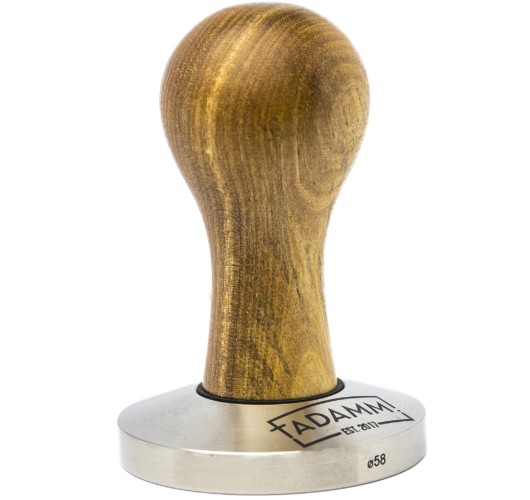 TADAMM tamper 57mm lapos talp - diófa átmenet nyéllel TADAMM tamper 57mm lapos talp - diófa átmenet nyéllel